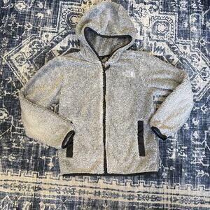 The North Face Fuzzy Gray Jacket Youth M(10/12) Fleece Teddy Bear Light